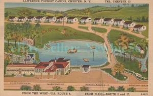 Chester NY - LARECNE TOURIST CABINS ON ROUTE 6 - A.S. Landis Postcard Roadside - Picture 1 of 2