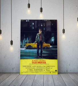 MOVIE POSTER TAXI DRIVER- FRAMED CANVAS WALL ART PICTURE PAPER PRINT- YELLOW - Picture 1 of 17