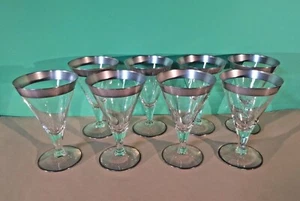 Vintage Dorothy THORPE Silver Band Cocktail or Flared Wine Glasses ~ Set of 8 - Picture 1 of 8