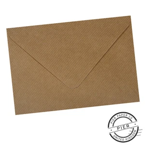 200 pack 5 x 7 inch Vintage Wedding Brown Ribbed Kraft Envelopes - Pier Paper Co