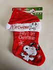 Peanuts Snoopy Baby's 1st Christmas Red/White 2 Piece Stocking And Hat Set