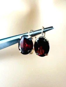 Ohrringe Nachlass 10 Karat Gelbgold ovaler Granat - Bild 1 von 6
