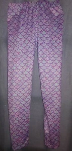 Fab Kids Medium 8 Leggings Purple Iridescent Fish Scales Mermaid Girls - Picture 1 of 1