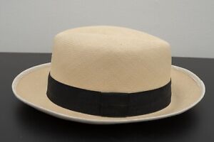 Vintage Genuine Panama Hat/ / Toquilla Straw /Hand Made Ecuador Fine weave L