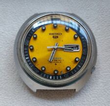 Vintage Seiko 5 Sports 6119-7163 Yellow SUSHI ROLE Dial Watch Rare Divers