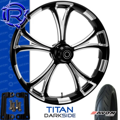 Rueda de motocicleta Rotation Titan DarkSide paquete Kawasaki Vaquero Vulcan 21" Foto 1 de 2