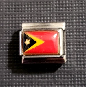EAST TIMOR FLAG Italian Uberry Charm Link Stainless Steel Enamel 9mm - Picture 1 of 4