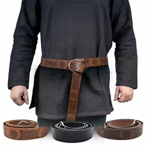 Retro Mittelalter Krieger PU Leder Taillengürtel Ritter geprägt Bühne Pirat Requisiten - Bild 1 von 15