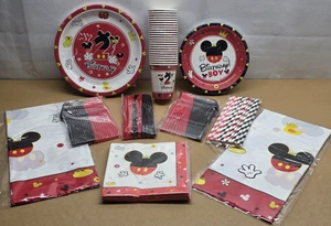 Mickey Mouse 2nd Birthday Party Supplies Tableware Plates Cups Utensils Napkins - Picture 1 of 6