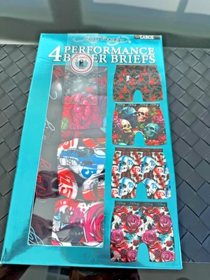 Paquete de 4 calzoncillos boxer ED HARDY Performance para hombre estampados multicolores talla grande NUEVO Foto 1 de 4