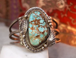 Vintage Navajo Sterling großes Türkis Armreif Armband 62 Gramm - Bild 1 von 12