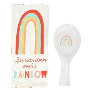 Boston Warehouse Spoon Rest & Tea Towel Set, Rainbow - Picture 1 of 1