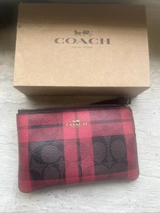 Coach Women's Red and Black Plaid Wristlet Wallet. With Box - Picture 1 of 2