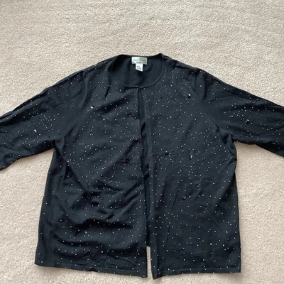 RENA ROWAN 2X SUÉTER MUJER NEGRO CUENTAS/LENTEJUELAS ENCOGERSE DE HOMBROS/SIN BOTONES Foto 1 de 4