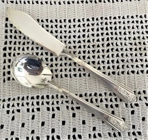 Royal Saxony Butter Knife and Sugar Spoon Silver Plated - Picture 1 of 4