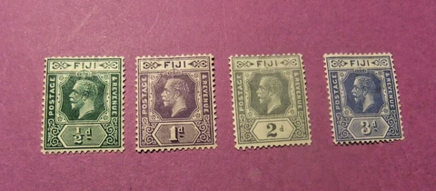 4 Vintage Fiji Stamps - MH Cover
