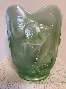 Fenton 2000 Collezione Museo Atlantide Vaso Topazio Opalescet Verde Iridizzato - Foto 1 di 7