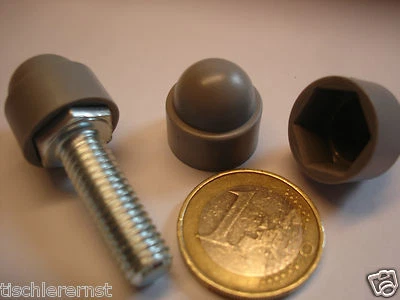100 x Abdeckkappe für Sechskantschrauben Muttern M 8 SW 13  Kunststoff grau DIN  - Bild 1 von 4