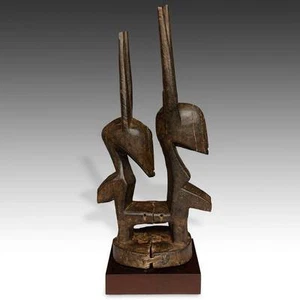 VINTAGE CARVED WOOD CHIWARA ANTELOPE HEADDRESS BAMBARA BAMANA MALI WEST AFRICA - Picture 1 of 5