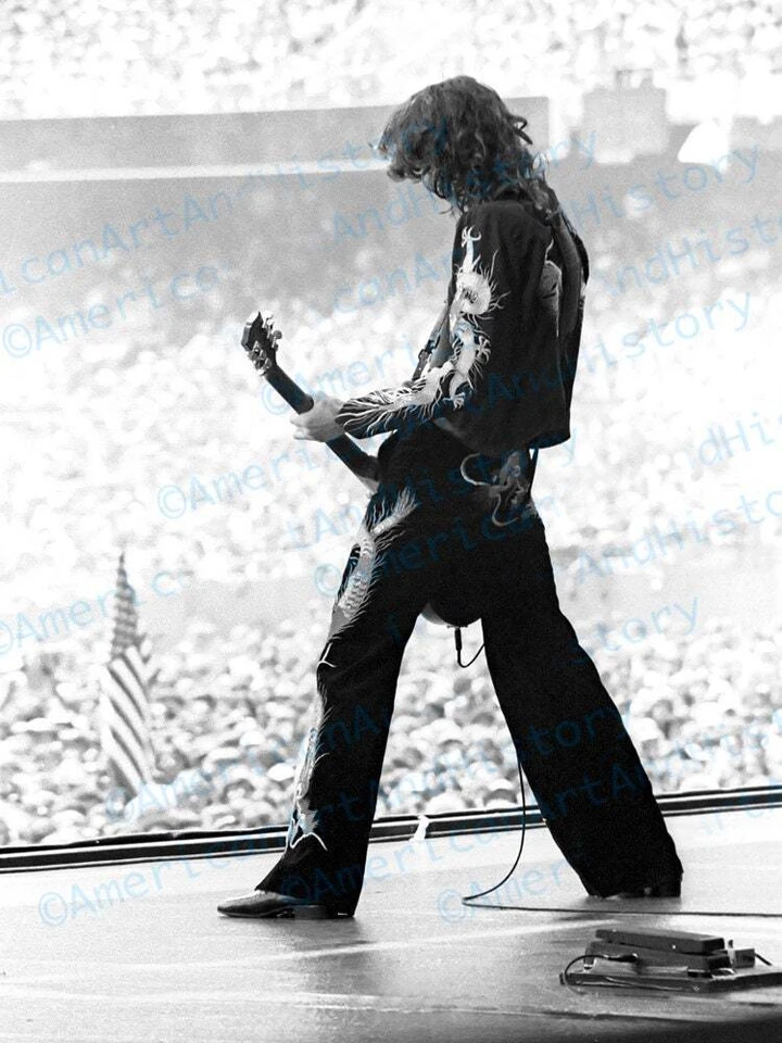 Jimmy Page - Oakland Coliseum 1977 Photo Print Poster Led Zeppelin US Tour - Image 1 of 1