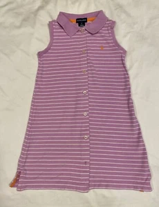 Polo Ralph Lauren Girl Summer DRESS-Sz.6-100%Cotton Stretch-Light Purple Striped - Picture 1 of 12
