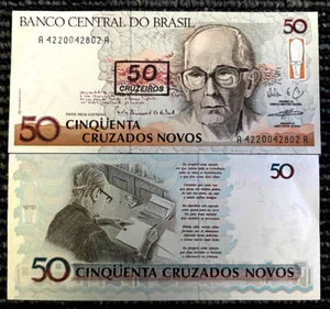 Brazil 50 Cruzeiros 1990 Banknote World Paper Money UNC Currency Bill Note - Picture 1 of 1