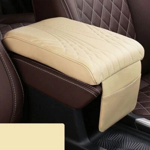 Car Armrest Pad Cover Auto Center Console Mat Heighten Cushion PU Leather - Picture 1 of 4