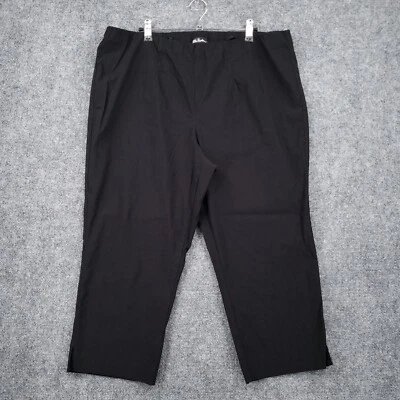 Calça Ulla Popken Feminina 20 Preta Cintura Alta Capri Fenda Reta Elástica Puxador - Imagem 1 de 4