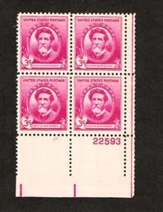 1940 U.S. FAMOUS AMERICANS 3c SAINT GAUDENS Plt#BLK of 4 Sc#886 M/NH/OG GEM! - Picture 1 of 1