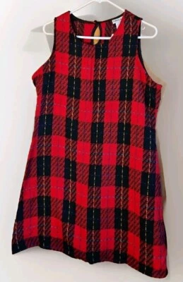 Vestido tipo jersey vintage nuevo con etiquetas Niki-Lee Calif grande para mujer, rojo negro a cuadros, retro nuevo Foto 1 de 3
