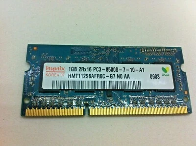 Dell HP Hynix 1GB 2Rx16 PC3-8500S-7-10-A1 DDR3 Laptop RAM - HMT112S6BFR6C-G7 104 - Image 1 of 2