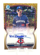 2023 Hendry Chivilli Bowman Chrome Gold Mini Diamond Speckle Refractor Auto /50