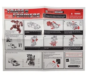Transformers Red Alert G1 Reedición Serie Conmemorativa (Solo Manual de Instrucciones) - Imagen 1 de 4