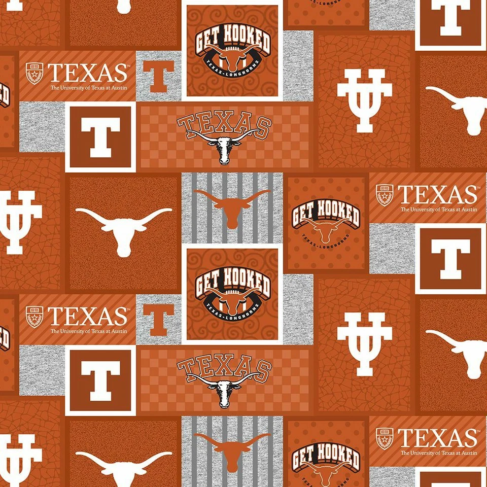 University of Texas Longhorns UT Patchwork Fleece Fabric-Fleece Blanket Fabric - Image 1 of 1