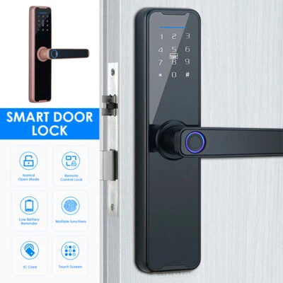 Smart Door Lock Fingerprint Tuya APP Card Password Key Electronic Security Lock - Image 1 of 4
