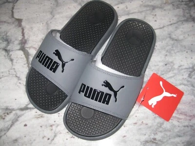 Puma Boys Girl Slides Sandals Shoes Cool Cats size 3 Big Kids Gray Black New NWT - Image 1 of 2