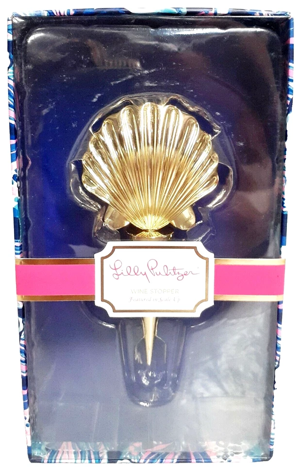 Lilly Pulitzer Scale up Sea Shell Gold Wine Bottle Stopper Nautical Glamour