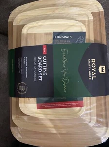 ROYAL CRAFT WOOD Unique Bamboo Cutting Board Set with Juice Groove (3 Pieces)... - Picture 1 of 4