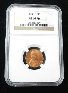 1948-D LINCOLN WHEAT CENT NGC MS 66 RD - 1C RED 3863219-129 ~ C15 - Picture 1 of 2