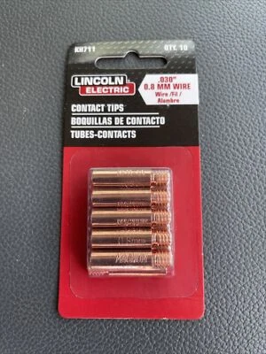 林肯电动 KH711 接触头 0.030 - Tweco Benzel 风格 0.8 毫米 - 10 包 — 第 1/2 张图片