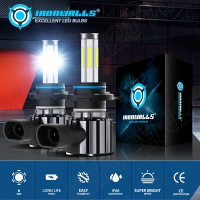 6-Sides 9012 LED Headlight Bulbs Kit High Low Beam 1500000LM 6500K Super Bright - Image 1 of 4