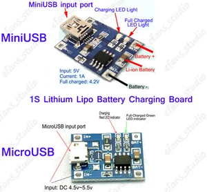 1S 5V 1A Micro USB Mini USB Lithium Lipo Battery Charging Module Charger Board - Picture 1 of 10