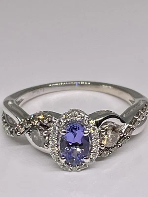 Anillo LeVian Oro Blanco 14k Tanzanita Diamantes Blanco y Chocolate Talla 7  Foto 1 de 4