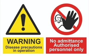 Warning Multi-Sign - Disease Precautions in Operation - 1.2mm Rigid PVC - A5 A4 - Picture 1 of 2