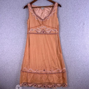 Odille Anthropologie Kleid 6 Pfirsich Rosa Bestickt Spitze Ösenborte Boho Zierlich - Bild 1 von 14