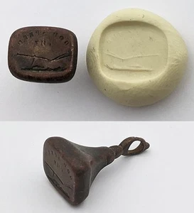 VICTORIAN "GOD SPEED THE PLOUGH" BRASS MOTTO INTAGLIO SEAL 19TH CENTURY - Foto 1 di 5