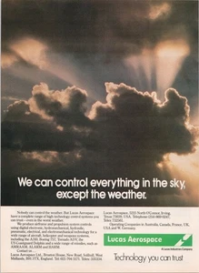 Anuncio impreso vintage Lucas Aerospace 1985 sistemas de control de aviación - Imagen 1 de 1