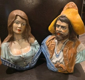 Vintage 1970’s Holland Mold Pirate/Buccaneer And Wife/Wench Ceramic Busts - Bild 1 von 11