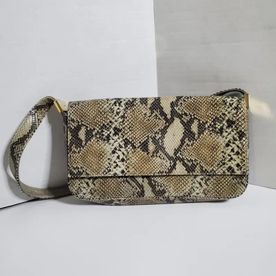 Bolso de mano Stuart Weitzman estampado de piel de serpiente gris negro pequeño para mujer Foto 1 de 4