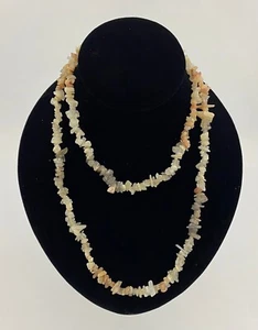 NATURAL MOONSTONE CHIP NECKLACE 36 INCH Crystal Healing Chakra Fashion - Picture 1 of 2